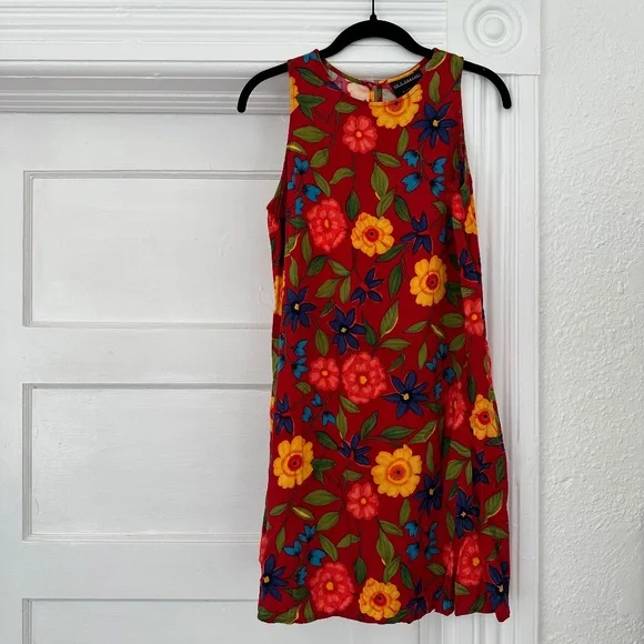 um & company | Dresses | Vintage Red Yellow Floral Aline Slip Dress |  Poshmark